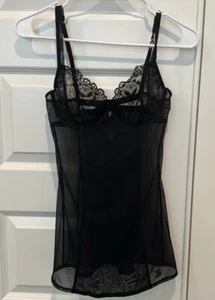 Victoria’s Secret Y2K Mesh and Lace Cami Black 34C - Picture 1 of 17