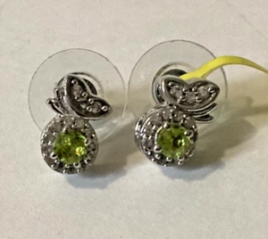 Sava Sphene White Zircon Sterling Silver 925 Butterfly Stud Pierced Earrings NWT - Picture 1 of 4