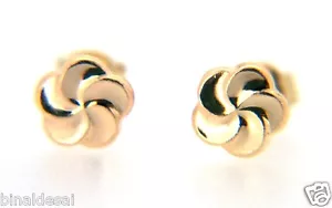 9ct Gold 6mm Swirl Round Flower Studs Earrings Girls B'day GIFT BOX ~ SOLID 9k ~ - Picture 1 of 4