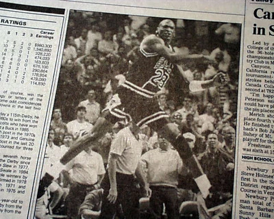 МАЙКЛ ДЖОРДАН «Выстрел» знаменитое фото Chicago Bulls баскетбол 1989 газета - Изображение 1 из 4