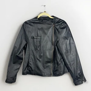 LAL Live A Little Genuine Leather Jacket Womens XL Full Zip Moto Punk Goth - Picture 1 of 11