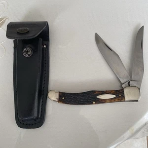 Raro coltello da tasca western 062 C timbrato con fodero nero bellissimo coltello - Foto 1 di 12