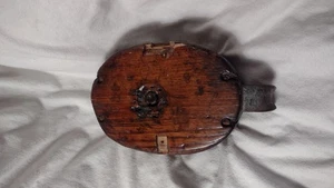 Puleggia blocco e attacco in legno vintage grandi dimensioni  - Foto 1 di 4