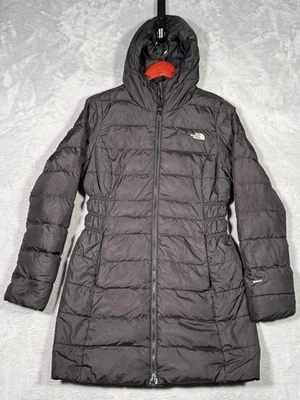 North Face куртка женщин S черный 550 вниз с капюшоном длинный пуховик Metropolis парка - Изображение 1 из 4
