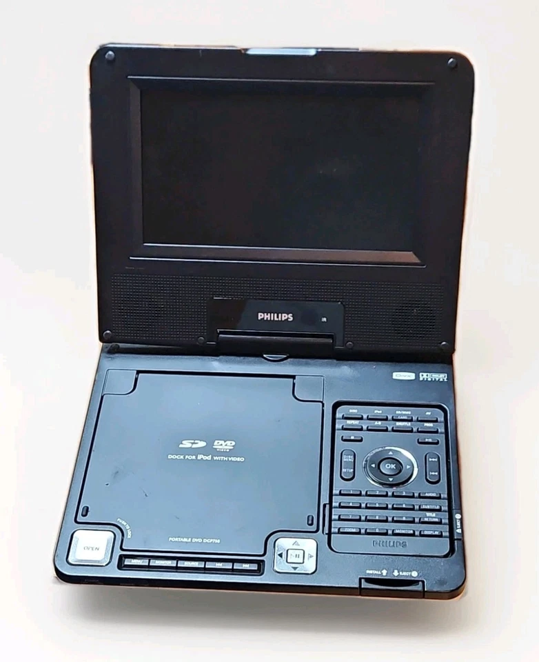 Philips Portable DVD Divx Player 8.5" Screen And iPod Dock.  Working READ BELOW - Image 1 of 4
