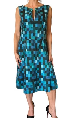 Vestido para mujer Akris Punto 10 sin mangas ajuste línea A acampanado cuadrado geométrico algodón Foto 1 de 4