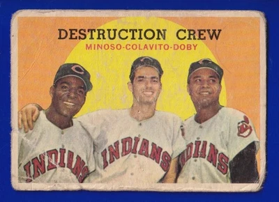 MINNIE MINOSO ROCKY COLAVITO LARRY DOBY indians DESTRUCTION CREW 1959 TOPPS 166  - Image 1 of 2