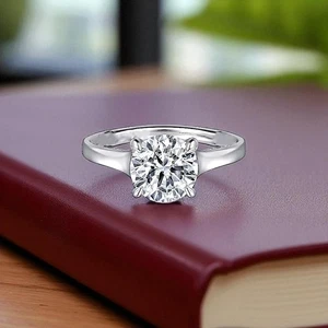 1.85 Ct Round Cut 950 Platinum Diamond Woman Engagement Ring IGI GIA Lab Created - Picture 1 of 11