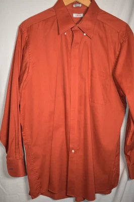 IZOD Rust Orange UT Wrinkle Free Twill Button-Front Dress Shirt 16.5 32/33 313 - Image 1 of 4