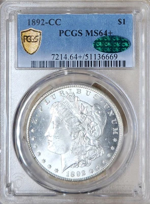 1892 cc $1 PCGS MS-64+ CAC! JUST A SHADE OFF BLAST WHITE ! SCARCE CARSON CITY... - Image 1 of 4