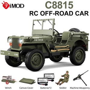 JJRC C8815 RC Jeep 2.4G 4WD Truck Winch Canvas Soldier Off-Road Military Car US - Picture 1 of 22
