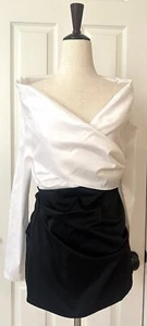 Talbot Runhof schwarz-weiß Top Bluse Größe 10 - Bild 1 von 15
