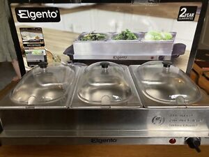 Elgento 3 tray buffet food server and plate warmer with manual.. Used once