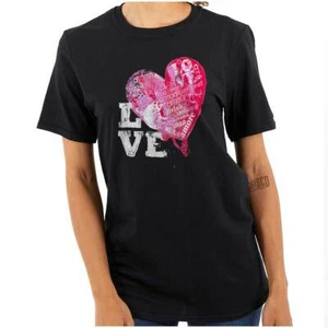 Cute Valentine's Day Heart Love Languages Womens Graphic Crewneck T Shirt Tee - Picture 1 of 7