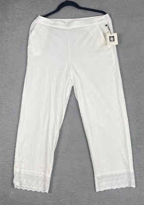 Pantalones cortos al tobillo Anne Klein talla M blancos mezcla de lino adornados con ojales de encaje nuevos con etiquetas Foto 1 de 4