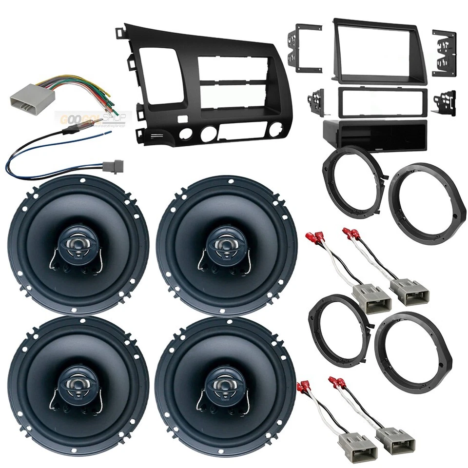 Car Stereo Install Dash Kit & 4 XED62 Speaker Package for 2006-2011 Honda Civic - Imagem 1 de 4