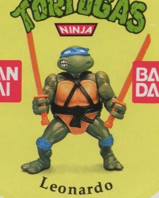 Pegatina TMNT LEONARDO 1989 3" (7,5 cm.) Figuras de acción Diámetro Promo España RARAS Foto 1 de 2