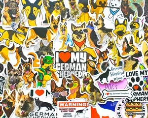 Paquete de 50 pegatinas ""Pastor alemán"" regalo para su mejor amigo perro cachorro calcomanías - Imagen 1 de 7