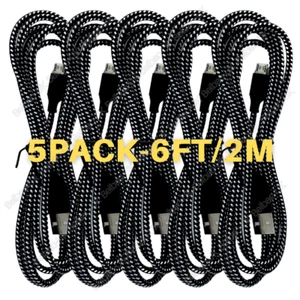 Lot 5X Heavy Duty Micro USB Fast Charger Data Cable Cord For Samsung Android HTC - Picture 1 of 8