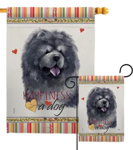 Black Chow Happiness Garden Flag Animals Dog Decorative Gift Yard House Banner - Picture 1 of 13