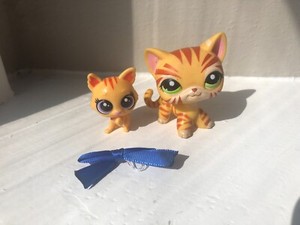 Littlest Pet Shop 100% Authentic LPS Lot #1451 Shorthair Cat Tiger w Accessories