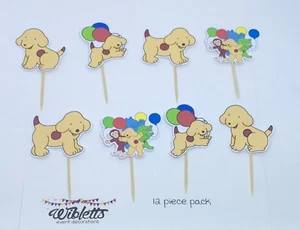SPOT THE DOG THEME 1st BIRTHDAY CUPCAKE CAKE TOPPERS. STEVE, HELEN, TOM. MONKEY - Picture 1 of 7