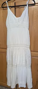 Magic Boho Hippie White Gauze Long Lace Maxi Sun Dress Women Stylish Sz XL - Picture 1 of 13