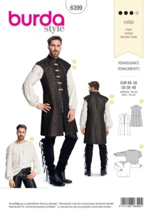 Costume uomo rinascimentale camicia e gilet stile Burda MOTIVO CUCITO 6399 - Foto 1 di 3