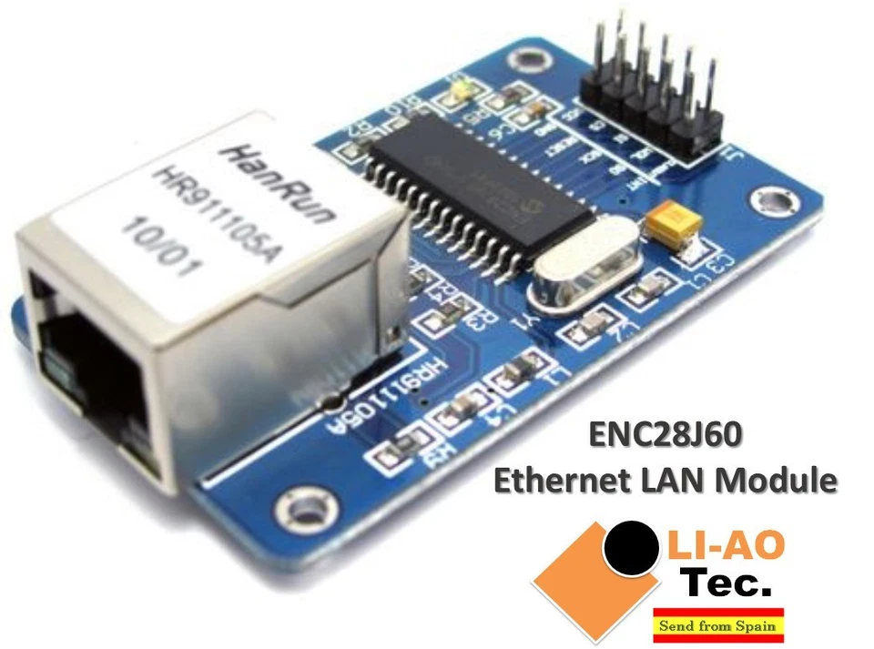 LIAOTEC ENC28J60 Ethernet Shield Network Board Module 25MHZ Crystal AVR 51 LPC 5V
