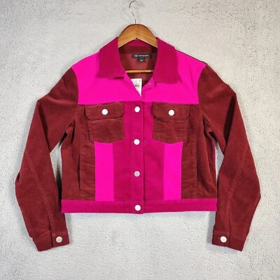 Jaqueta International Concepts Feminina Grande Rosa Marrom Colorblock Veludo Nova Com Etiqueta - Imagem 1 de 4