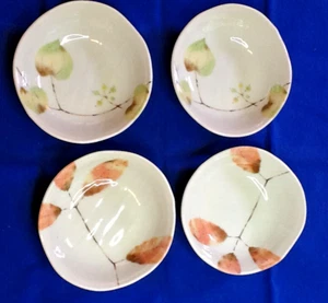 SET CIOTOLE PORCELLANA GIAPPONESE DIPINTE A MANO 5,5" (DUE SET) ROSA E VERDE 042325B - Foto 1 di 6