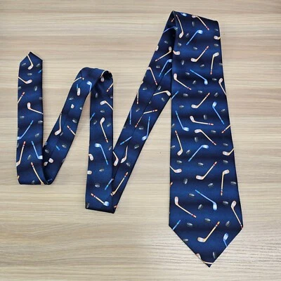 Corbata para el cuello para hombre azul marino hockey novedad deporte papá día de juego corbata traje ancho PARQUET Foto 1 de 4
