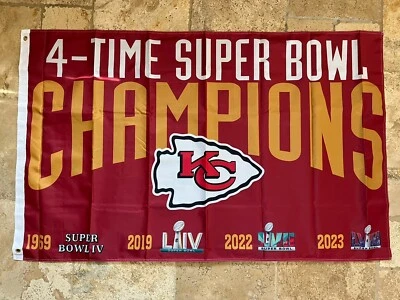 Kansas City Chiefs 3 X 5‘ Flagpole Flag Banner Double Sided Same Image - Image 1 of 4