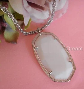 Collar Colgante Kendra Scott RAE Blanco y Rodio Nuevo con Etiquetas - Imagen 1 de 4