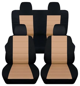 Front+Back Car Seat Covers Black-Tan Fits Jeep Compass/Patriot 2007-2017 - Picture 1 of 9