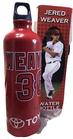 L.A.  ANGELS JERED WEAVER Metal Water Bottle 2012 SGA Brand New Cover