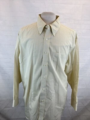 Brooks Brothers Men's Light Yellow Plaid Big & Tall Cotton Dress Shirt 18-34/35 - Image 1 of 4
