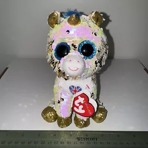 Ty FLIPPABLES ROYAL the Unicorn (UK Exclusive) 6" Beanie Boos NEW MWMT Sequin - Picture 1 of 9