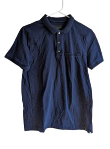 IZAC Black Sport Mens Navy Blue Polo Shirt Size Medium Snap Collared Top - Picture 1 of 9
