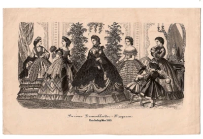K1- Pariser Damenkleider Magazin Extrabeilage März 1863 - Bild 1 von 2