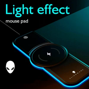 Alienware 15W Qi Wireless Charging RGB Gaming Computer Keyboard Pad Mouse Mat - Picture 1 of 6