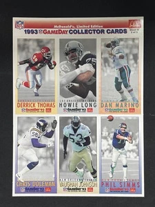1993 McDonald's NFL Gameday Collector Football Cards Full Sheet B 2 of 3 Uncut - Picture 1 of 2