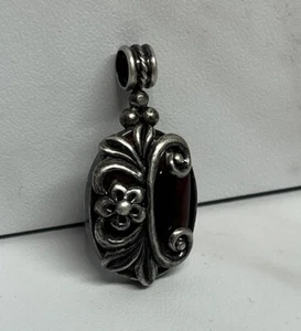 Sterling Silver 925 Scroll Flower Floral Oval Pendant - Picture 1 of 10