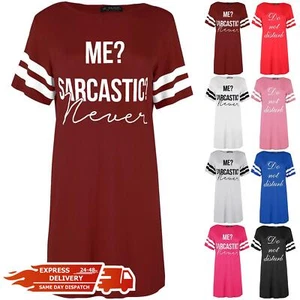 Ladies Jersey Short Sleeve Night Dress Womens Novelty Sleepwear PJ Shirt Dress - Picture 1 of 32