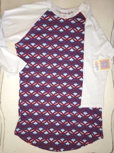 LuLaRoe NWT "Randy" American Red White Blue Raglan Shirt XS - Picture 1 of 5