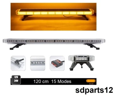 Rampe Lumineuse LED Orange 12V 24V 120cm Gyrophare Flash Strobo+ Module Commande - Imagen 1 de 4