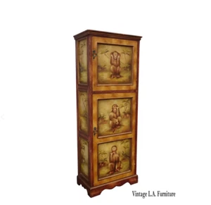 Vtg Maitland Smith Style Hand Painted Cabinet w Monkey See No Evil Hear Speak NE - Picture 1 of 13