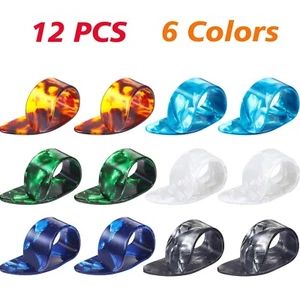 12 PCS 6 Colors Finger Picks Thumb Finger Picks Celluloid Guitar Thumb Picks - Picture 1 of 10