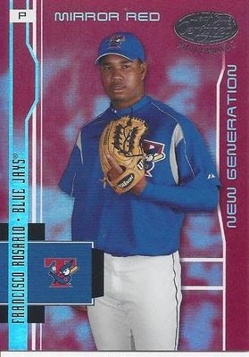 2003 Leaf Certified Materials Red Francisco Rosario 214 Blue Jays 086/100 - Image 1 of 2
