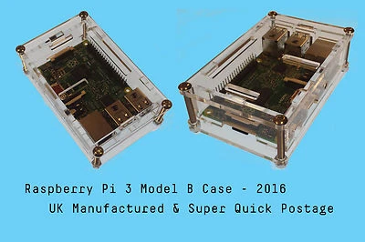 Screw Case CLEAR RASPBERRY PI 3 B, B+ (2016) Enclosure Box- RPI 3B- Fast Post UK